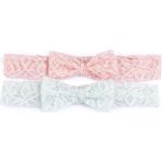 HelloBaby Kız Bebek 2li Fiyonk Saç Bandı Dantelli Açık Pembe -