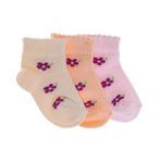 HelloBaby Kız Bebek 3lü Bilek Çorap Çiçek Baskılı - Pembe