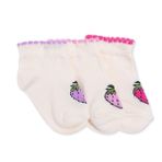 HelloBaby Kız Bebek 3lü Bilek Çorap Çilek Baskılı - Ekru