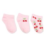 HelloBaby Kız Bebek 3lü Bilek Çorap Kiraz Baskılı - Pembe