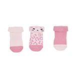 HelloBaby Kız Bebek 3lü Kıvrık Çorap Hayvan Baskılı - Pembe