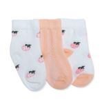 HelloBaby Kız Bebek 3lü Soket Çorap Fiyonk Baskılı - Somon