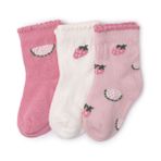 HelloBaby Kız Bebek 3lü Soket Çorap Meyve Baskılı - Pembe