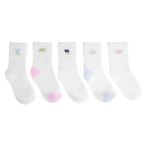 HelloBaby Kız Bebek 5li Soket Çorap Çiçek Baskılı - Beyaz