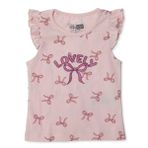 HelloBaby Kız Bebek Atlet-Tişört Fiyonk Baskılı Bisiklet Yaka Sleeveless - Pembe