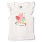 HelloBaby Kız Bebek Atlet-Tişört Hayvan Baskılı Bisiklet Yaka Sleeveless - Ekru