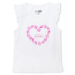 HelloBaby Kız Bebek Atlet-Tişört Kalp Baskılı Bisiklet Yaka Sleeveless - Ekru