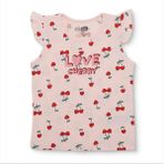 HelloBaby Kız Bebek Atlet-Tişört Kiraz Baskılı Bisiklet Yaka Atlet - Pembe