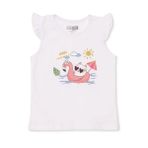 HelloBaby Kız Bebek Atlet-Tişört Plaj Baskılı Bisiklet Yaka Atlet - Ekru