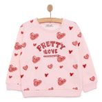HelloBaby Kız Bebek Basic Az Şardonlu Kalp Desenli Sweatshirt Bisiklet Yaka Uzun Kol -