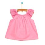 HelloBaby Kız Bebek Basic Bluz Fırfırlı Modelli Yaka İp Askılı Açık Yeşil -