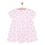 HelloBaby Kız Bebek Basic Elbise Bisiklet Yaka Kısa Kol Pembe 1 Yaş -