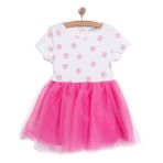 HelloBaby Kız Bebek Basic Elbise Bisiklet Yaka Kısa Kol Pembe 1,5 Yaş -