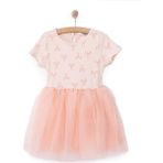 HelloBaby Kız Bebek Basic Elbise Bisiklet Yaka Kısa Kol Somon 9 Ay -