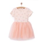 HelloBaby Kız Bebek Basic Elbise Bisiklet Yaka Kısa Kol Somon -