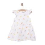 HelloBaby Kız Bebek Basic Elbise Çiçek Desenli Bisiklet Yaka Atlet Kol Ekru -