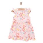 HelloBaby Kız Bebek Basic Elbise Çiçek Desenli Bisiklet Yaka Atlet Kol Pembe -