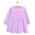 HelloBaby Kız Bebek Basic Elbise Önü Fırfırlı Bisiklet Yaka Uzun Kol Mor - Lila