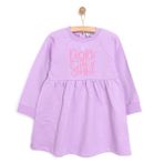 HelloBaby Kız Bebek Basic Elbise Önü Fırfırlı Bisiklet Yaka Uzun Kol Mor