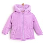 HelloBaby Kız Bebek Basic Kapüşonlu Mont Fermuarlı Hakim Yaka Uzun Kol Mor - Lila