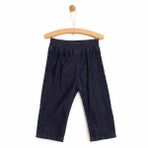 HelloBaby Kız Bebek Basic Pantolon Denim Pileli Reçme Paça Lacivert -