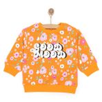 HelloBaby Kız Bebek Basic Sweatshirt Çiçek Desenli Çıtçıtlı Bisiklet Yaka Uzun Kol Karışık Renkli -