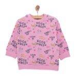 HelloBaby Kız Bebek Basic Sweatshirt Kalp Desenli Çıtçıtlı Bisiklet Yaka Uzun Kol Karışık Renkli -