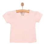 HelloBaby Kız Bebek Basic Tişört Bisiklet Yaka Kısa Kol Açık Pembe -