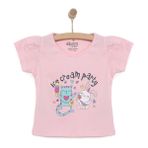 HelloBaby Kız Bebek Basic Tişört Dondurma Desenli Bisiklet Yaka Kısa Kol Pembe -