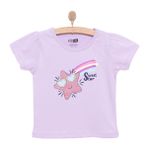 HelloBaby Kız Bebek Basic Tişört Kayan Yıldız Desenli Bisiklet Yaka Kısa Kol Mor - Lila