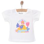 HelloBaby Kız Bebek Basic Tişört Kelebek Desenli Bisiklet Yaka Kısa Kol Ekru -