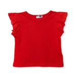HelloBaby Kız Bebek Bluz Bisiklet Yaka Short Sleeve - Kırmızı