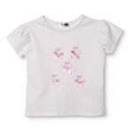 HelloBaby Kız Bebek Bluz Fiyonk Baskılı Bisiklet Yaka Short Sleeve - Ekru