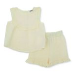 HelloBaby Kız Bebek Bluz-Şort Bisiklet Yaka Atlet Reçme - Sarı