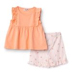 HelloBaby Kız Bebek Bluz-Şort Meyve Baskılı Bisiklet Yaka Atlet Reçme - Somon