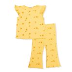 HelloBaby Kız Bebek Bluz-Tayt Çiçek Baskılı Bisiklet Yaka Sleeveless Reçme - Sarı