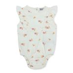 HelloBaby Kız Bebek Body Çiçek Baskılı Çıtçıtlı Bisiklet Yaka Atlet - Ekru