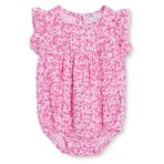 HelloBaby Kız Bebek Body Çiçek Baskılı Çıtçıtlı Bisiklet Yaka Atlet - Pembe