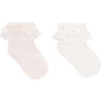 HelloBaby Kız Bebek Dantelli Çorap Ekru 6-12 Ay -