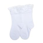 HelloBaby Kız Bebek Dantelli Çorap Kalp Baskılı - Beyaz