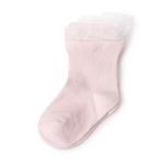 HelloBaby Kız Bebek Dantelli Çorap Kalp Baskılı - Pembe