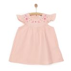 HelloBaby Kız Bebek Elbise Bisiklet Yaka Kısa Kol - Açık Pembe