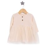 HelloBaby Kız Bebek Elbise Bisiklet Yaka Uzun Kol - Ekru