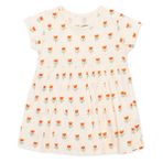 HelloBaby Kız Bebek Elbise Body Çiçek Baskılı Çıtçıtlı Bisiklet Yaka Short Sleeve - Bej