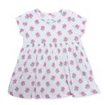 HelloBaby Kız Bebek Elbise Body Çiçek Baskılı Çıtçıtlı Bisiklet Yaka Short Sleeve - Ekru