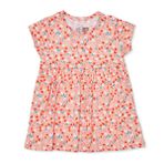 HelloBaby Kız Bebek Elbise Body Çiçek Baskılı Çıtçıtlı Bisiklet Yaka Short Sleeve - Pembe