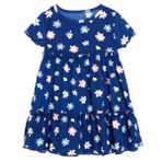 HelloBaby Kız Bebek Elbise Çiçek Baskılı Bisiklet Yaka Atlet - Lacivert