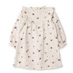 HelloBaby Kız Bebek Elbise Çiçek Baskılı Bisiklet Yaka Long Sleeve - Ekru