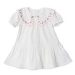 HelloBaby Kız Bebek Elbise Çiçek Baskılı Bisiklet Yaka Short Sleeve - Ekru