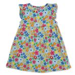 HelloBaby Kız Bebek Elbise Çiçek Baskılı Bisiklet Yaka Sleeveless - Mavi